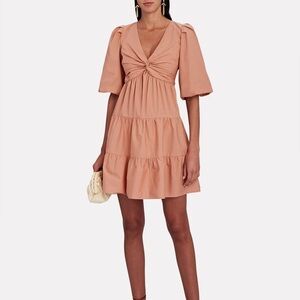 NWOT Intermix size 0 Kimberly  cotton puff sleeve mini dress in taupe
